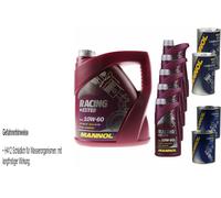 9L Olio Motore MANNOL Racing+Ester 10W-60 2xLeak-Stop+Flush Motore
