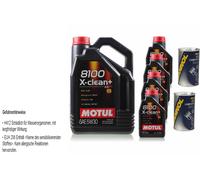9L Olio Motore Motul 8100 X-Clean+ 5W30 2x MANNOL Leak-Stop Additivo