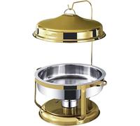 9L Round Stainless Steel Chafing Dish, Full Size Buffet rs And Food Warmers with Food Pan, Fuel Holders & Lid for Party Catering,Silver (Gold)