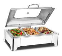 9L Scaldavivande Elettrico per Buffet Riscaldatore Elettrico con Coperchio Visibile Contenitori Scaldavivande Acciaio Inox per Famiglia Ristoranti Buffet Hotel Feste,3 Pan