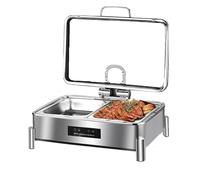9L Scaldavivande Elettrico per Buffet, Scaldavivande Elettrico Professionale con Regolazione Intelligente della Temperatura, Chafing Dish Buffet con Coperchio Visibile, per Buffet, Feste e Banchetti