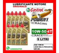 9LT OLIO CASTROL POWER 1 RACING 4 TEMPI 10W50 API SN-JASO MA2 9 LATTINE DA 1LT