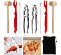 9Pack Cracker di frutti di mare, Cracker di granchio e strumenti, Aragosta Cracker e Forchette, Cracker di noci e Picks con Borsa per attrezzi di frutti di mare