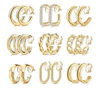 9Pairs Elegante Placcato Oro Clip Su Orecchini Eleganti Senza Forato Oro Clip Su Orecchini Alla Moda Cerchio Disegni Per Le Donne Orecchini Gioielli