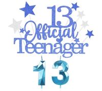 9pcs 13 compleanno decorazione kit per torta ragazzo Happy 13th Birthday Cake Topper,13 numero blu candela,Star Heart cupcake topper Decorazione per torta 13 blu Ragazzo Ragazza Party