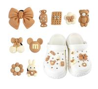 9pcs Accessori Pins Crocs, Decorazione Fibbia per Scarpe Stile Coniglio Marrone, Compatibile con Accessori per Scarpe con Fori Estate per Pins Crocs Donne e Bambini