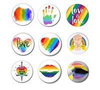 9Pcs Arcobaleno Spilla Pins LGBT Pride Pin Set Gay Round Button Pin per Orgoglio Mese Lesbico Orgoglio per Vestiti Borsa Decorazione, Metallo, Altro