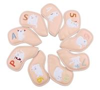 9Pcs Club Covers Case Iron Head Covers Rod Head Protector Cats Pattern PU Custodia protettiva Headcover Personalità Golf Gear