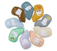 9Pcs Club Covers Case Iron Head Covers Rod Head Protector Cats Pattern PU Custodia protettiva Headcover Personalità Golf Gear