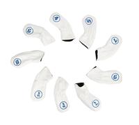 9Pcs Copricapo da Golf Club Iron Putter Head Protector Set PU Copricapo Impermeabile Per Mazza da Golf Per Gli Amanti del Golfista Mancino Destro(Bianco)