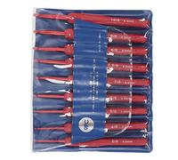 9Pcs Crochet Hooks Red Aluminium Ergonomic Silicone Grip Knitting Needles Set for Weaving Craft Beginners Moms Grandmothers Kids Boys Lightweight Portable Glossy Yarn Tools