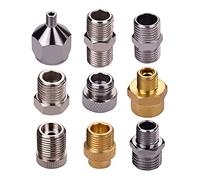 9pcs Metal Airbrush Adapter Kit Set di connettori adattatori dimensioni multiple per tubi d aria aerografo Compatibile con aerografi Badger Paasche