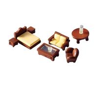 9Pcs Mobili per casa delle bambole Mobili in miniatura Accessori per la casa delle bambole e mobili piccoli mobili marrone camera da letto soggiorno sala da pranzo set di decorazioni per casa delle