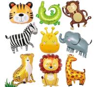9PCS Palloncini animali giungla,Palloncini giungla,Giungla,Leone,Leopardo,Giraffa,Zebra,Elefante,Coccodrillo,Tigre,Scimmia Palloncini,Festa A Tema Safari Nella Giungla,per la festa di compleanno