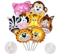 9pcs Palloncino Foil Animali Elio Set,Palloncini Gonfiabili Della Giungla per Baby boy Bambini Decorazione Festa,Palloncini Snimali Testa Gigante Per 1-2-5-6-7 Anni Compleanno Regalo Decor(40-60cm)