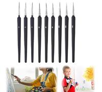 9pcs Set di Pennelli per Dipingere Ideali per Modellismo Pittura Acrilica e Dettagli Precisi Pennello per Nail, Pennelli con Setole in Nylon di Alta Qualità e Manico Ergonomico in Legn
