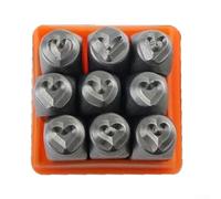 9Pics Set di timbri in metallo a forma di cuore per gioielli durevoli e progetti fai da te, punzonatrici in acciaio di grado industriale per impronte chiare su M