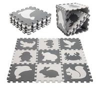 9pz 90 * 90cm Tappeto Puzzle EVA Gomma per Bambini - Tappeto Gioco, Recinto Animali, Tappetini Neonato Gattonamento, Tatami Tappetino - Grigio