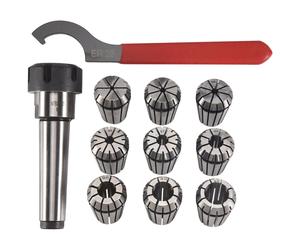 9Pz Collo A Molla Er25 + 1Pz Mandrino Collet Chuck Mt3 Er25 Supporto Morse Taper
