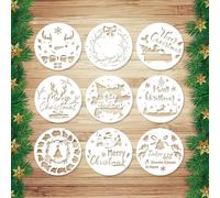 9pz Stencil Natalizi, Stencil Riutilizzabili per Pittura Natalizia per Artigianato Modelli Natalizi Albero Natale Fiocchi Neve Buon Natale per Quaderno in Legno e Vetro(Stile 2)