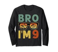9th Birthday Boy Bro I'm 9 Year Old Kids Nine Bday Maglia a Manica