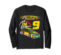 9th Birthday Bruh Racing Car Party Outfit 9 Year Old Boys Maglia a Manica