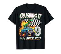 9th Birthday Monster Truck Dinosaur Crushing It Since 2017 Maglietta