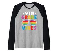 9th Grade Back To School Sunglasses Vibes Retro First Day Maglia con Maniche Raglan