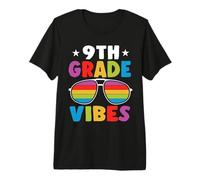 9th Grade Back To School Sunglasses Vibes Retro First Day Maglietta Premium