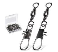9Tong Canna da pesca Snap girevole Molta forza Snap girevole Acqua salata Acciaio inossidabile Snaps di canna da pesca Scatti di interblocco d'acqua dolce Capo Adescare 50pcs 28lbs