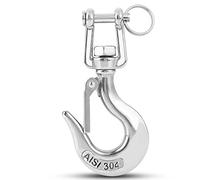 9Tong Pesante Dovere Gancio Sollevamento Carico Traino Catena con Gancio di Sollevamento per Verricello Rimorchio con Cerniera in Acciaio Chiusura di Sicurezza Inossidabile 1/4 Inch 350kgf