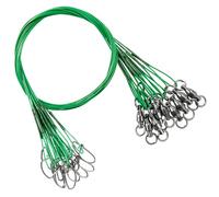 9Tong Terminale da pesca in acciaio inossidabile Terminali da pesca con girella in acciaio Acqua dolce Acqua salata Moschettone Terminale in filo inossidabile Nichel nero #3 50lb 15.8in 20pcs