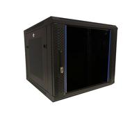 9U wandkast met glazen deur - geperforeerde zijpanelen 600x600x500mm (DS6609ZP)