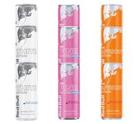 9X Confezione per Red Bull Limited Edition Assaggi - Box 9×250 ml | White (Cocco & Açaí) + Pink Zero (Frutti di Bosco) + Apricot (Albicocca & Fragola) - Lattine Introvabili da Collezione