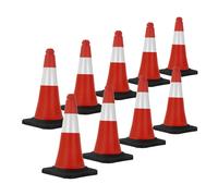 9x Coni stradali segnaletici per il traffico 51cm pilone spartitraffico bicolore