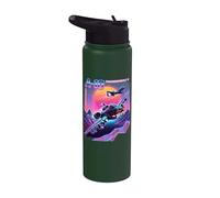A-10 Warthog Jet Graphic anni '80 Synth Wave Graphic Stainless Steel Insulated Water Bottle
