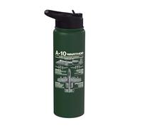 A-10 Warthog Military Jet Spec Infografica Stainless Steel Insulated Water Bottle