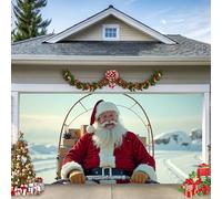 A, 13 x 4 x 1,8 m, striscione natalizio per porta del garage, Babbo Natale, renne, regali sfondo a tema natalizio, decorazione murale per esterni, grande decorazione per vacanze all'aperto per case