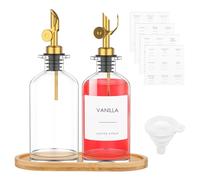 A 2 Pezzi 350 Ml Oliera Bottiglie Vetro Distributore Di Olio D'Oliva In Vetro Dispeller Del Dispenser Di Aceto Con Imbuto E Dosatore Ed Etichette Rettangolare Trasparente Capacità Per Cucina Bbq