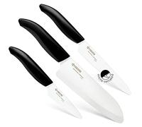 Set coltelli in ceramica Kyocera con lama spelucchino 7,5 cm, lama tomate 12,5 cm, lama Santoku 16 cm, lama in ceramica zirconia, levigata a mano, lavabile in lavastoviglie, CHEF Set 3-piece Knife Set