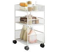 a 3 livelli con ruote, struttura mobile con ruote a 3 piani | Carrello da comodino per bambini, per snack, cucina, pulizia, università, residenza, lavanderia, aula,