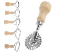 A 6 pezzi ravioli per pasta per pasta per pasta set ravioli tagliere produttore di francobolli con ruota a rulli set ravioli tagliere per maker con manico in legno strumenti di set di francobolli ravi