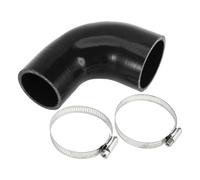 A ABSOPRO 1 Set 51mm/2.01"-60mm/2.36" ID 90mm/3.54" Length 90 Degrees Tubo in Silicone Nero per Auto con Morsetti Tubo Refrigerante Universale
