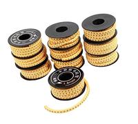 A ABSOPRO Marcatori Per Cavi Numerici 0-9 PVC 10 Rotoli Per Cablaggio | Giallo, 1.5mm, 2 Filo, Flessibile, Forma Concava, Stampa Numeri, Utilizzo In Impianti Elettrici, Facile Da Sbucciare