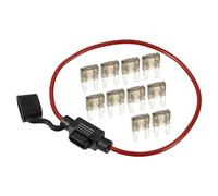 A ABSOPRO Portafusibile per Fusibile da 7.5A, 16 AWG, 1 Pezzo | Colore Rosso, Materiale Plastica, Corrente 7.5A, Cavo 16AWG, Lunghezza Filo 25cm, 10 Fusibili, Per Mini Blade