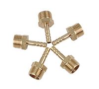 A ABSOPRO Raccordo Maschio A Barb 5 Pezzi Collegamento Rapido | Ottone Oro Tono Dritto 4mm ID 1/4" NPT 14.5x13x30mm Ardiglione 18mm -40°F A 160°F Per Moto Auto E Camion