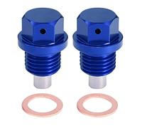 A ABSOPRO Tappo Coppa Olio Magnetico Blu 2 Set Lega Alluminio M14x1.5 | Spine Di Scarico Per Motore, Dimensione 28.9x26.9mm, Protegge Da Frammenti Metallici, Sostituzione Diretta.