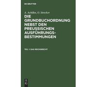 A Achilles O Strecker Das Reichsrecht (Copertina rigida)