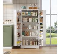 A ALFRESCOOL Armadietto da cucina, con sensore LED, ripiani regolabili in altezza, doppia porta con vano portaoggetti, dispositivo di protezione antiribaltamento per cucina, soggiorno, sala da pranzo