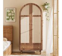 A ALFRESCOOL Armadio con ante in tessuto e cassetto, grande spazio per camera da letto, ospiti o spogliatoio, 79 × 50 × 175 cm (colore legno)